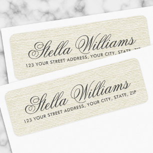 Etiqueta Romantic ivory linen calligraphy script address