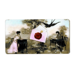 ETIQUETA ROMANTIC VALENTINE LETTER ,RED WAX SEAL