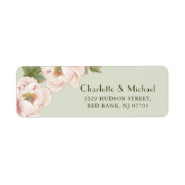 Etiqueta Romântica Sage & Blush Peony Endereço de Devolução