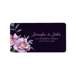Etiqueta Romântica Watercolor Purple Peony Endereço de Casa