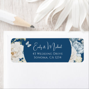 Etiqueta Romântico Dusty Blue Bem-vindo Casamento Floral