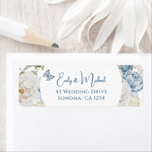 Etiqueta Romântico Dusty Blue Bem-vindo Casamento Floral