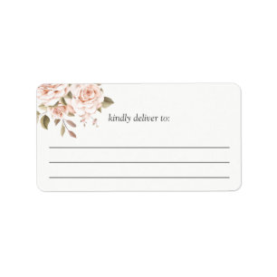 Etiqueta Romântico Shabby Chic Rosas Coral Grande Escreva-E