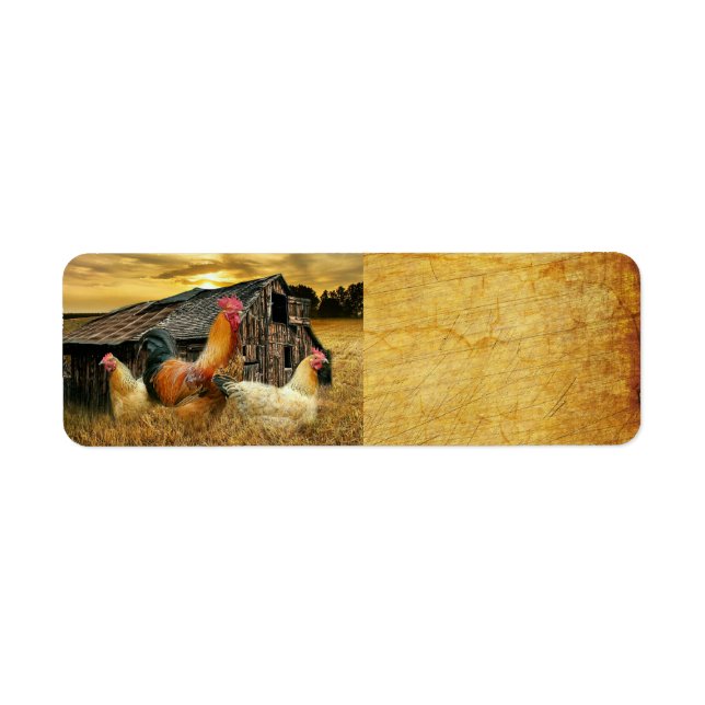 Etiqueta Rooster Hens Russo Barn Coop (Frente)