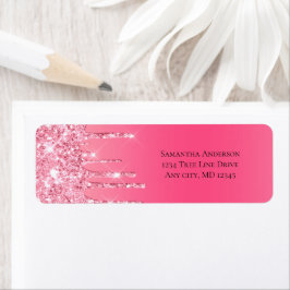 Etiqueta Rosa Brilhante Glitter Feminino Moderno Chic Retor