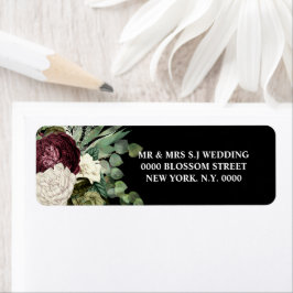 Etiqueta Rosa Burgundy negro de florescência botânica