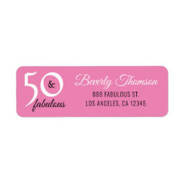 Etiqueta Rosa Cinquenta e Fabuloso 50º Aniversário Script