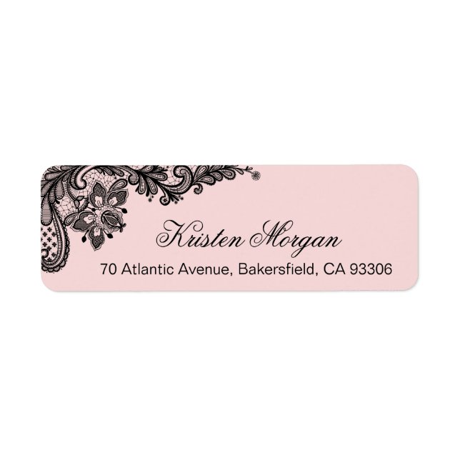 Etiqueta Rosa claro Blush Na moda com preto (Frente)