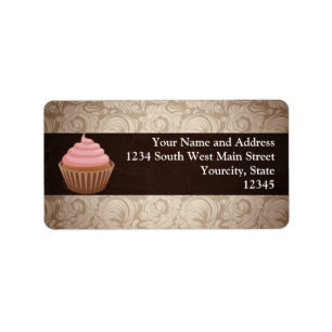 Etiqueta Rosa/cupcake de Brown