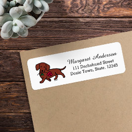 Etiqueta Rosa de Dachshund de Cabelo Suave Vermelho