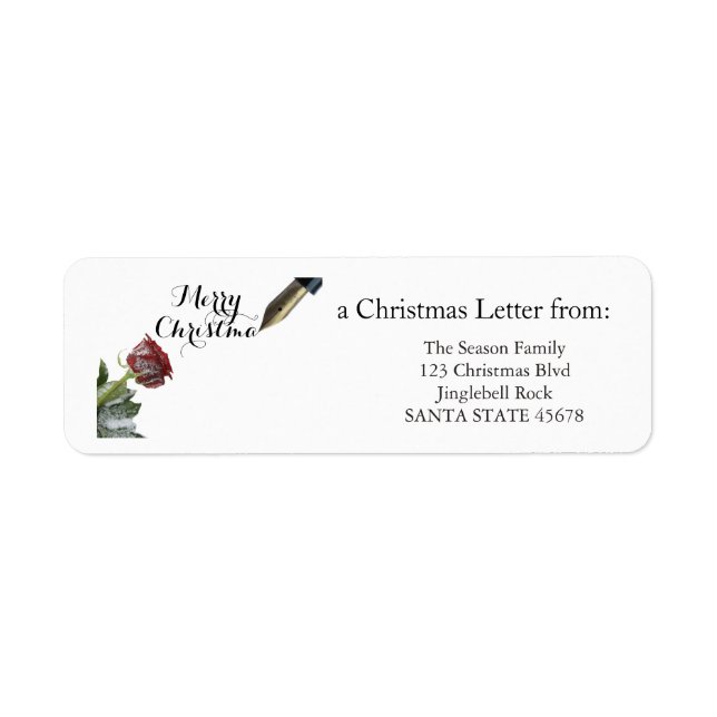Etiqueta Rosa de Neve Feliz Natal (Frente)