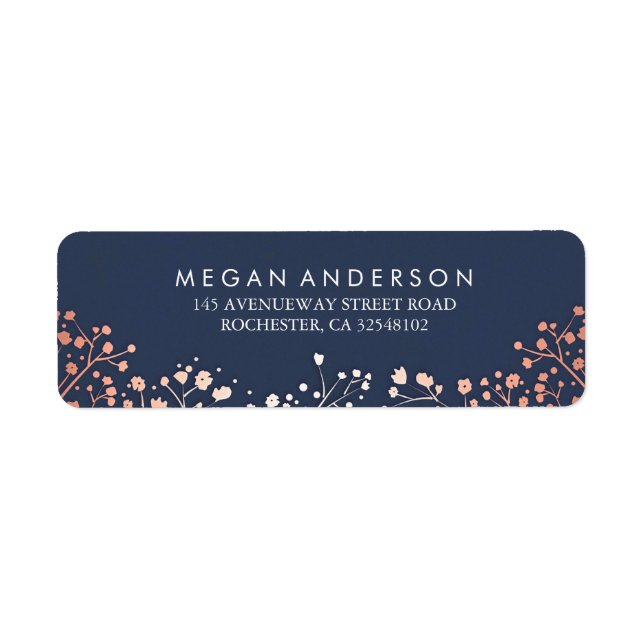 Etiqueta Rosa de Respiração do Bebê Dourado e Casamento Mar (Frente)