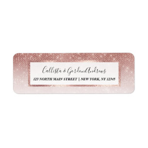 Etiqueta Rosa de Sequência Dourada de Brilho Branco de Gar