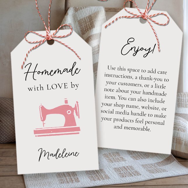 Etiqueta rosa do filtro de artesão artesanal (sewing quilting sew handmade artisanal homemade product tag gifting christmas bridal baby shower)