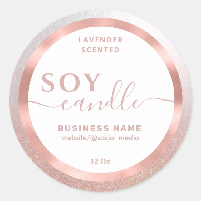 etiqueta rosa dourada, simples, guião de soja (Frente)