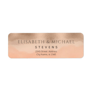 Etiqueta Rosa dourado champanhe cantaloupe aquarela