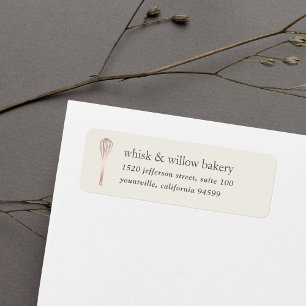 Etiqueta Rosa Dourado Whisk Bakery Endereço de devolução