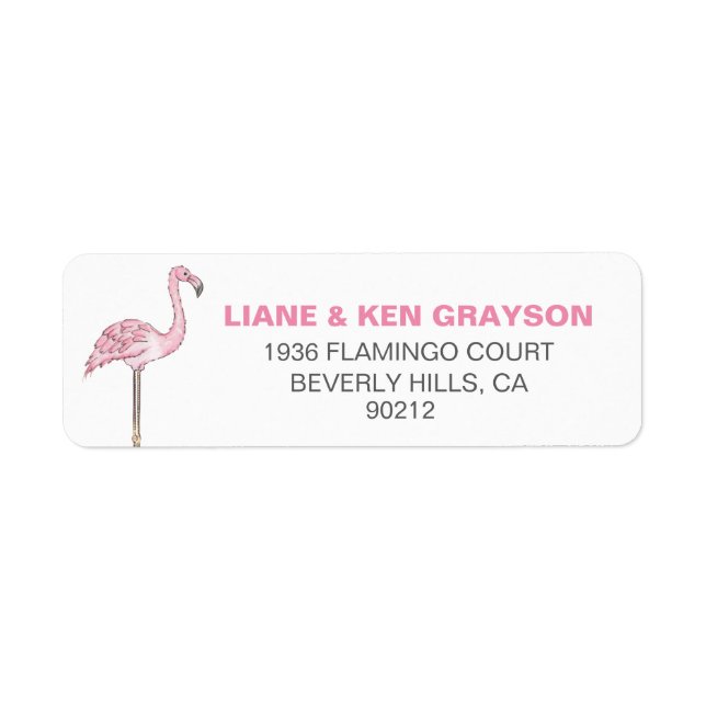 Etiqueta Rosa Flamingo Cinza Moderno Limpo (Frente)