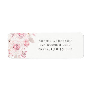 Etiqueta Rosa Floral Casamento Noiva Aniversário Endereço