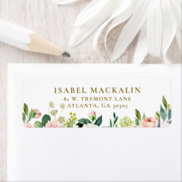 Etiqueta Rosa Floral Rústico Rosado de Menina Casa de Campo