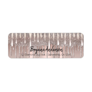 Etiqueta Rosa Gelado Ouro Rosado Diamante Brilho Gotejament