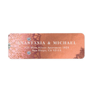Etiqueta Rosa Gold Foil Luxury Glam Na moda Elegante Casame