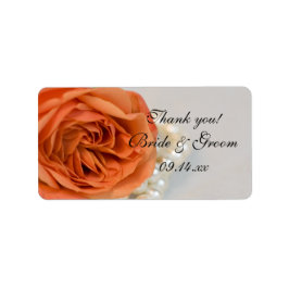 Etiqueta Rosa Laranja e Casamento de Pérolas Obrigado Etiqu