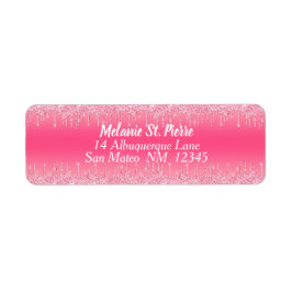 Etiqueta Rosa Quente Com Glitter De Prata