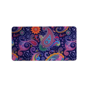 Etiqueta Rosa roxo de Paisley