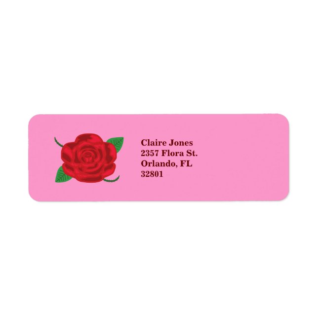 Etiqueta Rosa vermelha bonito (Frente)