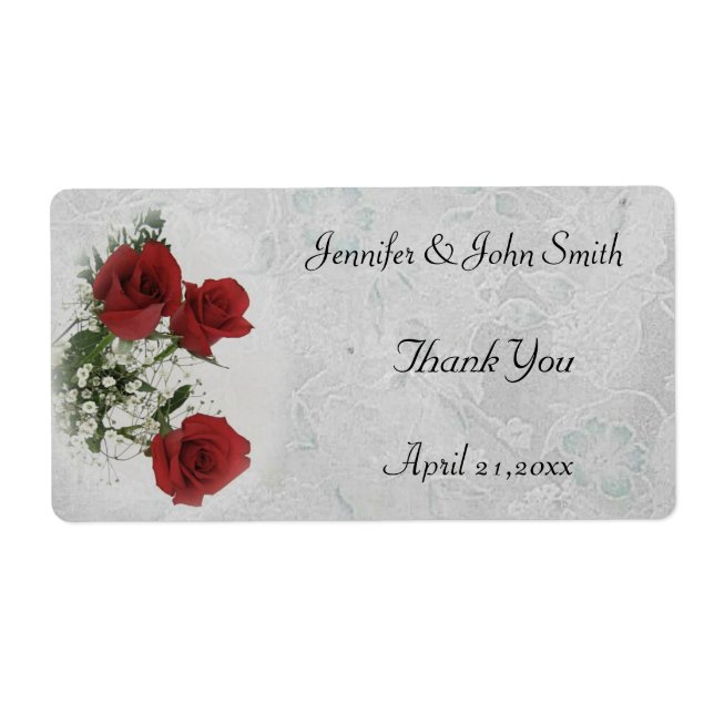 Etiqueta Rosa vermelha Casamento Obrigado (Frente)
