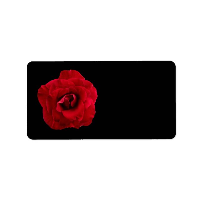 Etiqueta Rosa vermelha em preto - Rosas de flores personali (Frente)