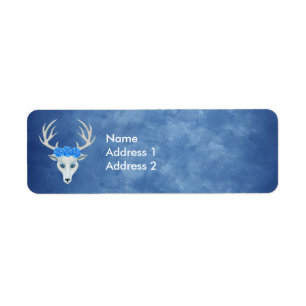 Etiqueta Rosas bonito de olhos azuis com cabeça de veado b