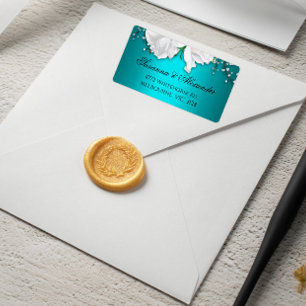 Etiqueta Rosas Brancas e Casamento Elegante de Aqua