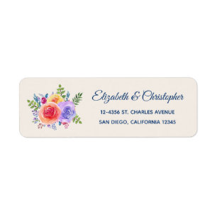 Etiqueta Rosas Coloridos Aquarela Floral