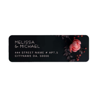 Etiqueta Rosas Cor-de-Rosa 3D Flores Escuras | Casamento