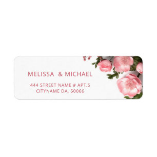 Etiqueta Rosas Cor-de-Rosa Flores 3D   Casamento