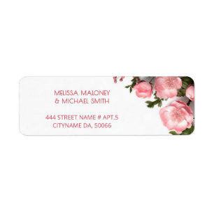 Etiqueta Rosas Cor-de-Rosa Flores 3D Casamento