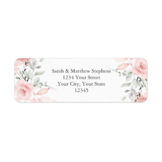 Etiqueta Rosas de Aquarela com Blush de Endereço de Devoluç