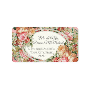 Etiqueta Rosas de Blush Vintage Elegante Endereço de Devol
