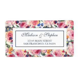 Etiqueta Rosas do inglês da aguarela   - casamento