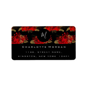 Etiqueta Rosas Douradas Florais  Fologramas preto-branco RS