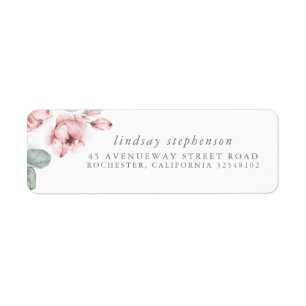 Etiqueta Rosas Empoeiradas Florescem Aquarela Elegante