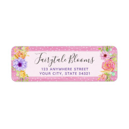 Etiqueta Rosas Florais Whimsic e Endereço de Devolução de M