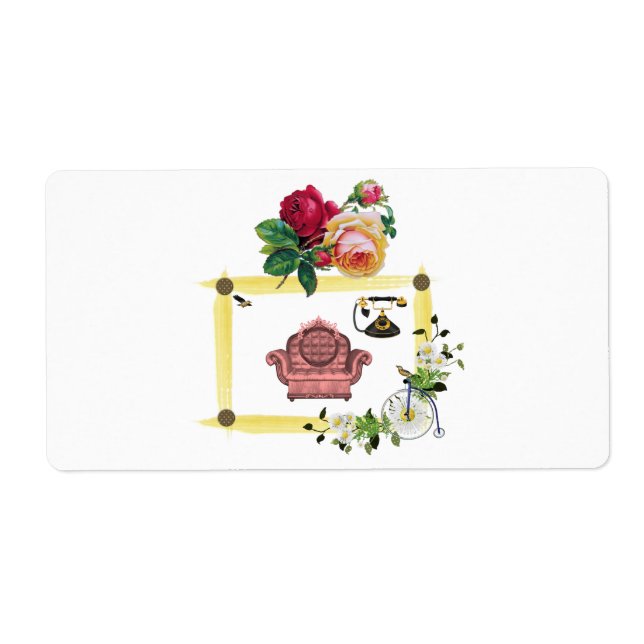 Etiqueta Rosas Floral de Rótulos (Frente)