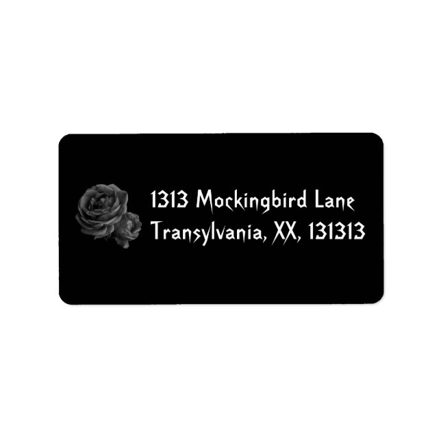Etiqueta Rosas Pretos Góticos (Frente)