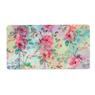 Etiqueta Rosas românticos e lindos aquarelas