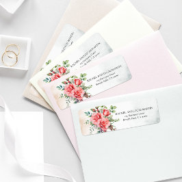 Etiqueta Rosas Rosa Românticas De Cores Aquáticas