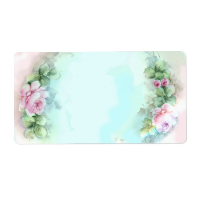Etiqueta Rosas rosa Rótulos de Estilo Vitoriano (Frente)