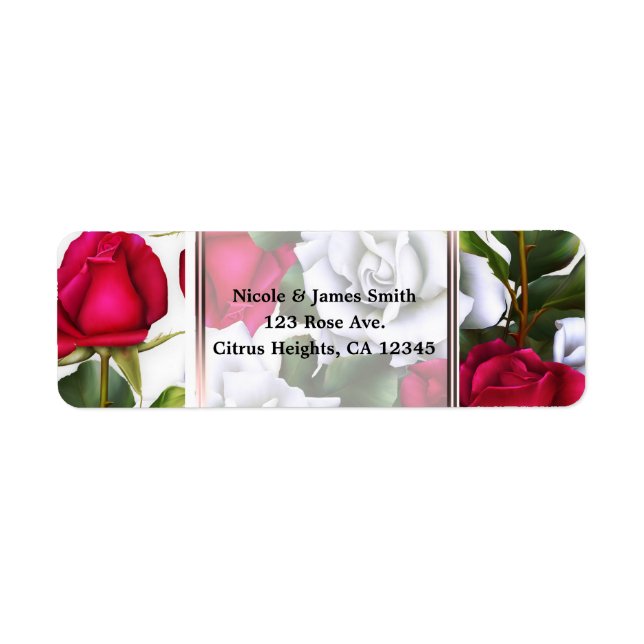 Etiqueta Rosas Vermelhas e Brancas Shabby Chic Rústico Glam (Frente)